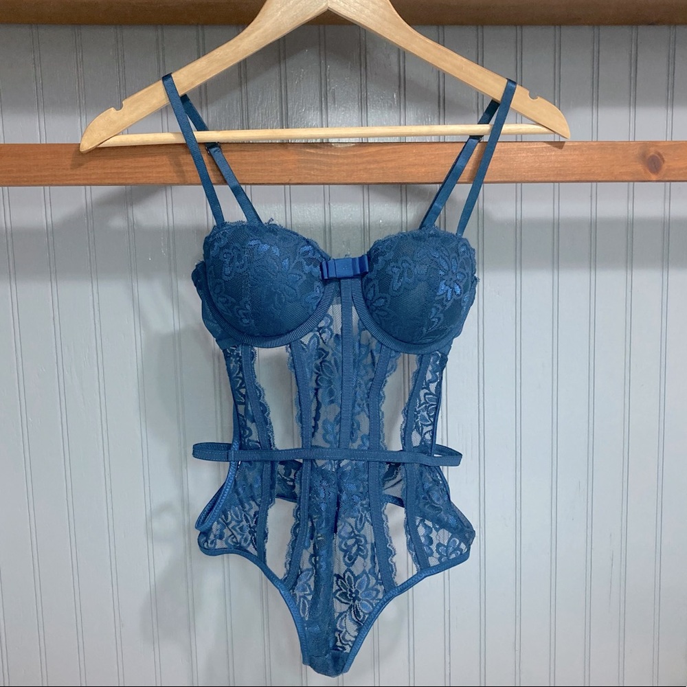 Sexy Bodysuit Lingerie Blue Push-up